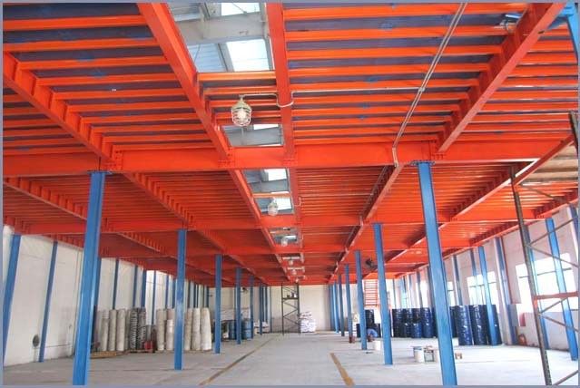 Free Standing Industrial Mezzanine Floors Construction With High Density Steel Materia