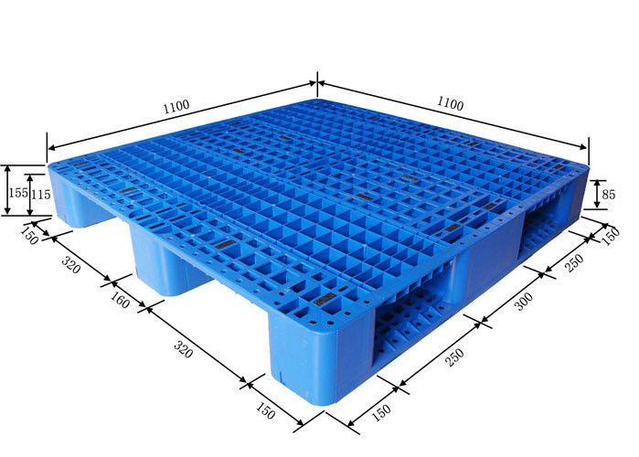 Double Sides 4 Way Industrial Plastic Pallets Multi Color Option High Load Capacity