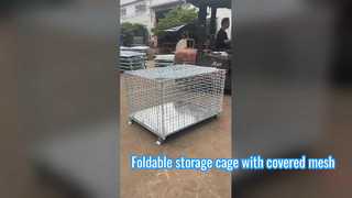 Foldable storage cage with covered mesh