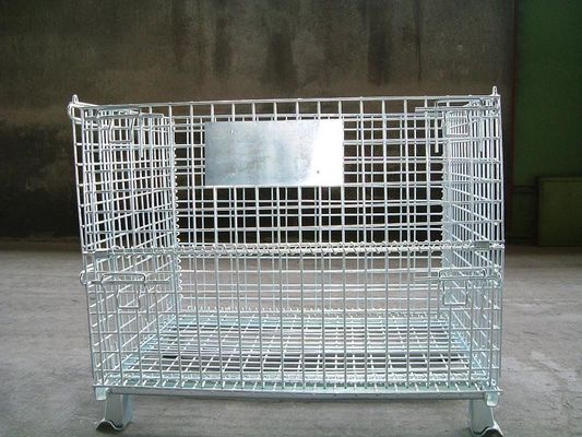 Galvanized Movable Metal Wire Cages , Wire Mesh Storage Container