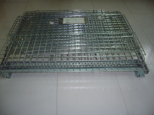 Galvanized Folding Wire Mesh Container , Wire Mesh Storage Boxes For Warehouse