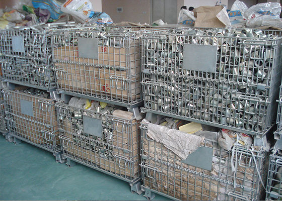 Galvanized Wire Mesh Pallet Cage Foldable Stackable Collapsible Pallet Cages
