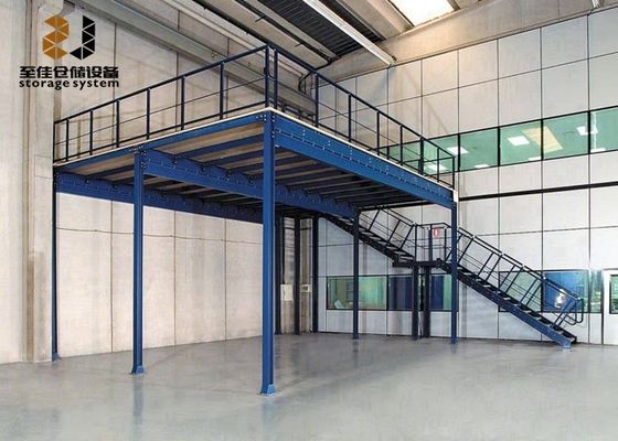 Steel Q235 Industrial Mezzanine Floors , Powder Coating Warehouse Rivet Shelving