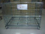 Foldable Iron Galvanized Wire Mesh Container , Wire Mesh Storage Boxes for Warehouse