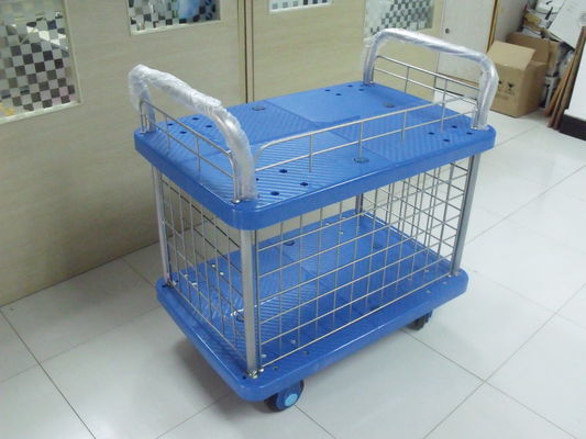 Multi Function Folding Storage Cart On Wheel With Steel Frame / Plastic Plathform
