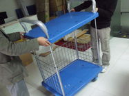Two Layers Folding Storage Cart Warehouse Trolley Cart On Wheel For Goods Storing