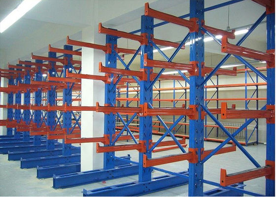 Q235B Steel Double Side Cantilever Pallet Racking , Cantilever Lumber Storage Racks