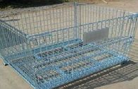 Lockable Logistic Folding Wire Mesh Cage / Steel Storage Container Foldable Mobile