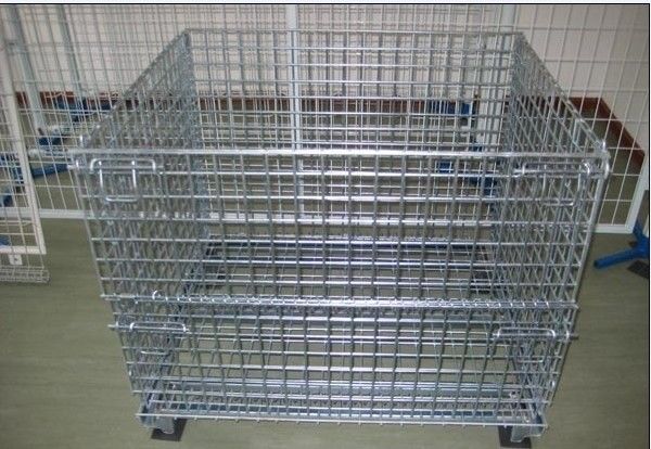 Galvanized Plating Folding Wire Mesh Cage For Goods Storage In Warehouse