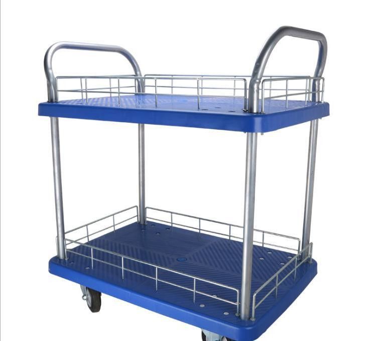 Flatbed Folding Storage Cart With Wheels , Double Layers Platform Truck Cart Light Duty