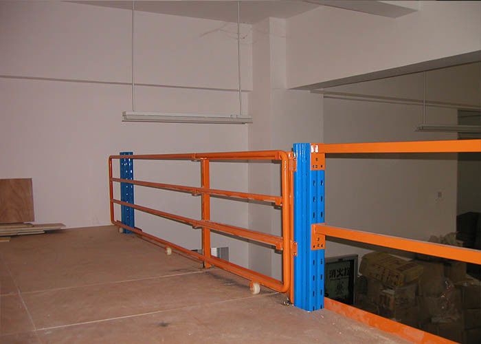 2 Levels Cold Rolling Industrial Steel Storage Racks Platform Orange / Blue Color