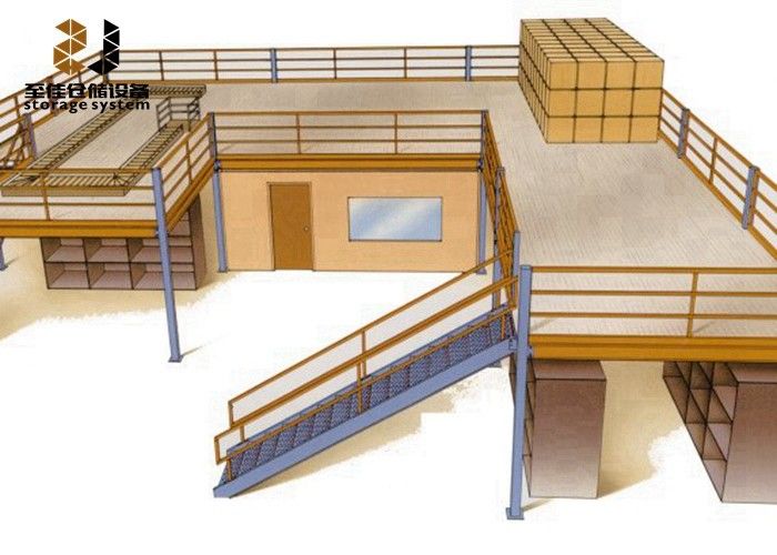 2-Layer Industrial Mezzanine Floor With Warranty 5 Years / Mezzanine Railing