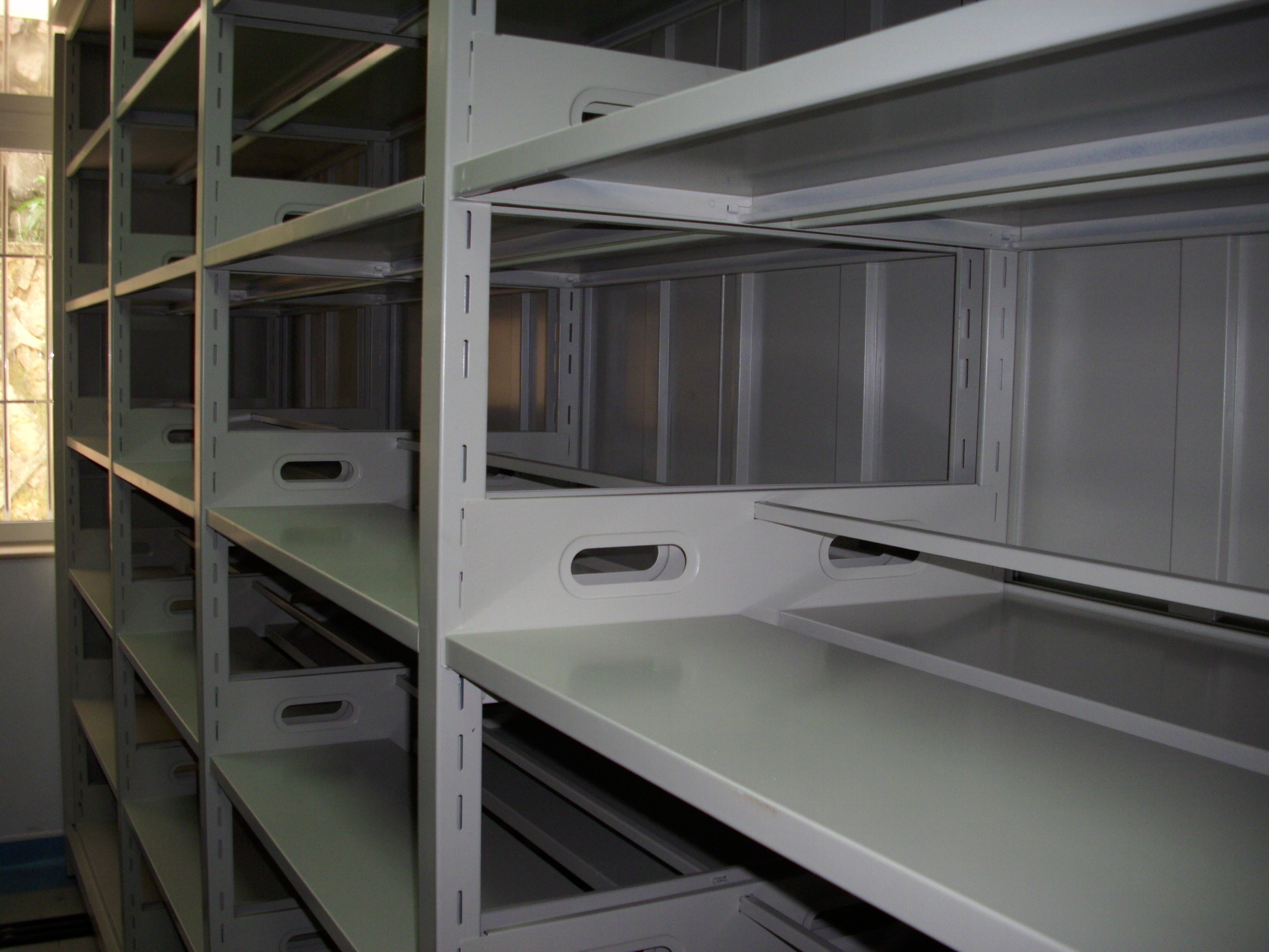 Compact Steel Mobile Storage Systems , High Density Sliding Shelving
