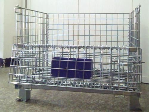 Galvanized Wire Mesh Pallet Cage Foldable Stackable Collapsible Pallet Cages