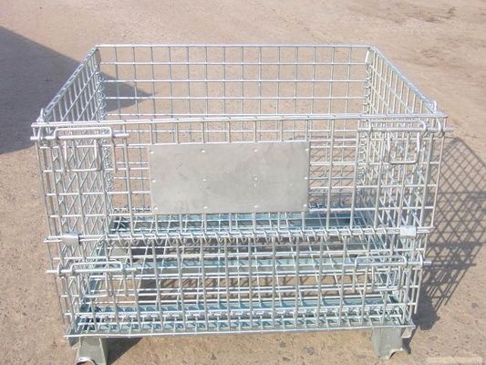 Heavy Duty Galvanized Metal Storage Cage / Folding Wire Mesh Container For Wearhouse