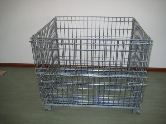 Heavy Duty Galvanized Metal Storage Cage / Folding Wire Mesh Container For Wearhouse