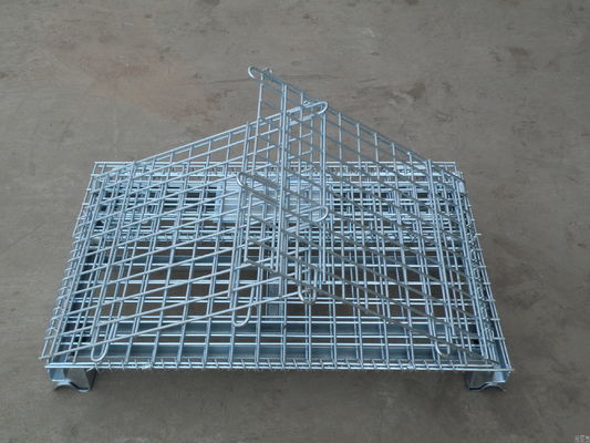 Heavy Duty Galvanized Metal Storage Cage / Folding Wire Mesh Container For Wearhouse