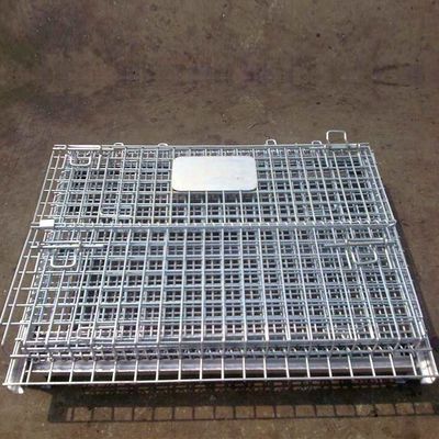 Lockable Logistic Folding Wire Mesh Cage / Mobile Steel Storage Containers
