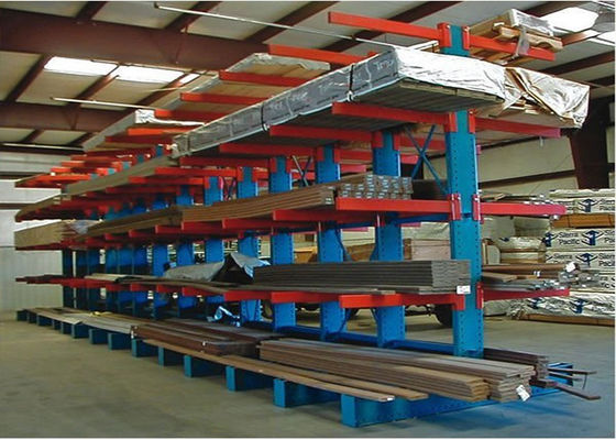 Double Side Structural Cantilever Pallet Racking Heavy Duty Customized Size