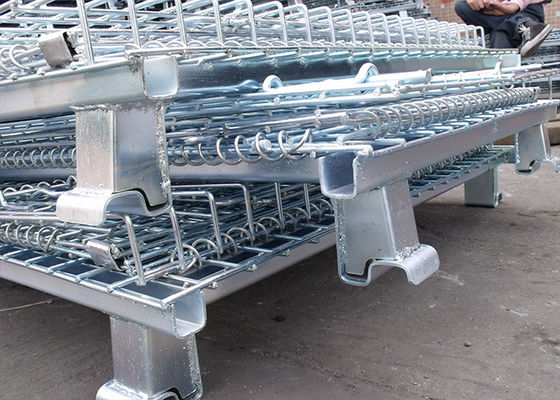 Moveable Foldable Wire Container , Steel Wire Cage With Galvanized Surface Treatment