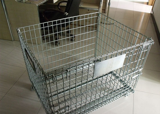Foldable Collapsible Wire Mesh Cage with Brake Casters for Logistics Goods Transportation