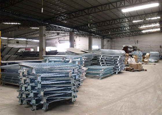 Moveable Foldable Wire Container , Steel Wire Cage With Galvanized Surface Treatment