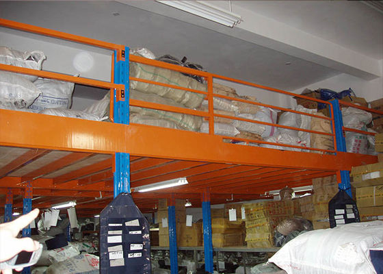 2 Levels Cold Rolling Industrial Steel Storage Racks Platform Orange / Blue Color