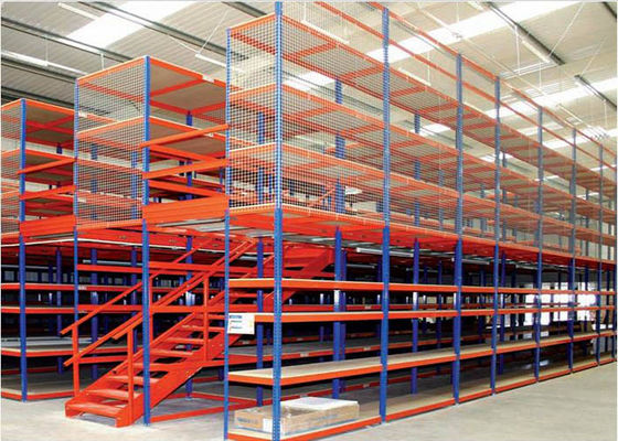 Multi Level Industrial Rack Supported Mezzanine Customzied With Wire Mesh Guard