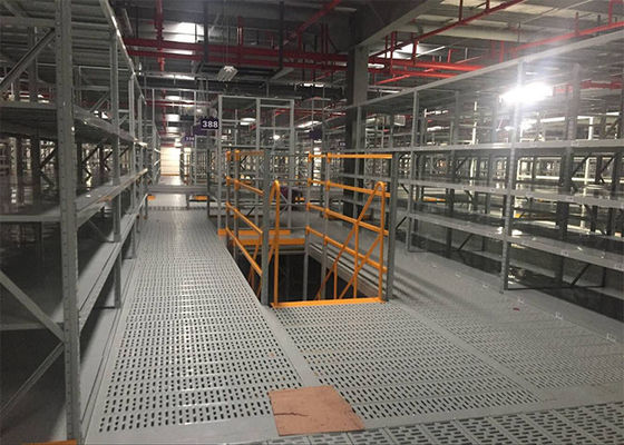 Gray Rack Supported Mezzanine Steel Shelving Systems for Huge Warehouse