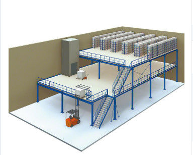 Powder Coating Industrial Steel Mezzanine Floors With Walkways For Warehouse