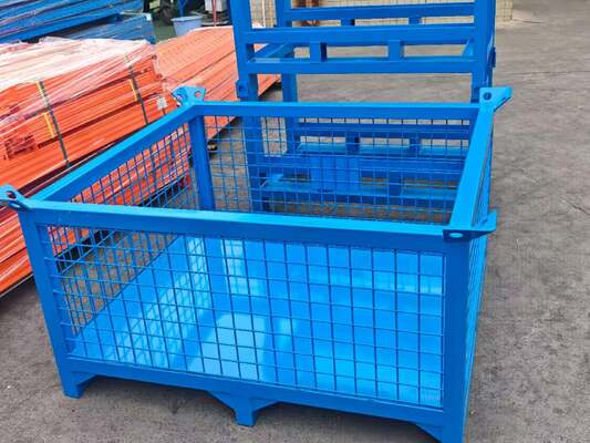 Non-collapsible stacking storage cages for warehouses