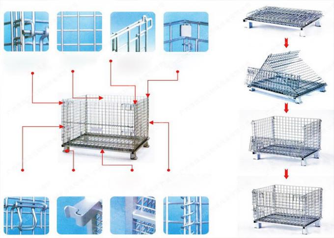 Stacking Folding Steel Wire Container , Industrial Wire Container ...